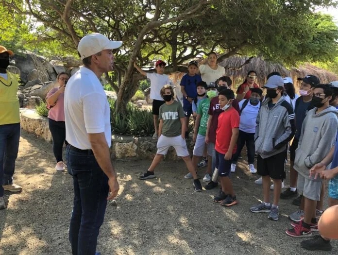 Harold Kelly introduces the activity to the first group of children